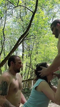Outdoor-dreier und gesichtsfick