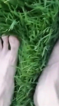 Jon Arteen in Short Shorts Walks on Grass Barefoot, Shows His Boy Soles, Smiles for You