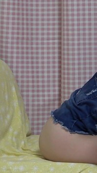 Girls Only Apartment in Japan, No Bra Big Tits Girl's Mini Skirt Overalls and Wedgie Thong Panties Observed From Under the Desk