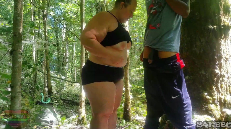 24KBBC: BBW neighbor and I have some fun in the woods