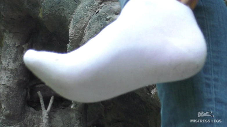 Mistress Legs: Teasing feet in white socks at the waterfall
