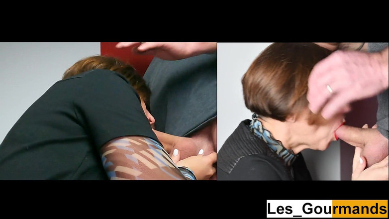 Les Gourmands: Une MILF au rouge à lèvres suce une grosse bite et...