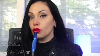 Goddess Misha Goldy: Cum to my big red seduction and big hookah smoke