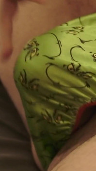 Green Satin Grinch Thong Play