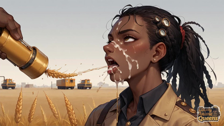 Ebony Anime Queens: Ebenholz-sirene, weizenfeld-versuchung - bestes ebenholz xXX!