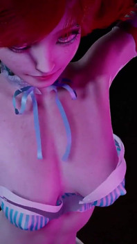 Chica pelirroja con coletas bailando: 3D hentai