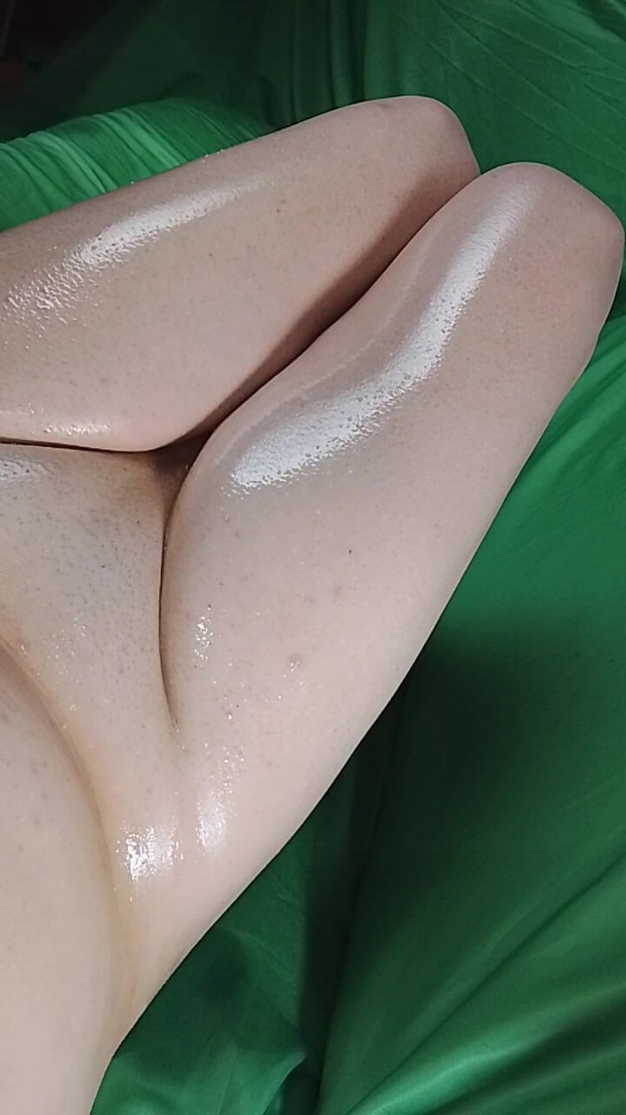 Kitty_Cross: Pair of Oiled Feminine Legs Sweet Sissy Dick Masturbating Pretty...