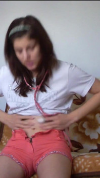 Skinny Teen Full Bladder Desperation on the Bed Trying to Pee