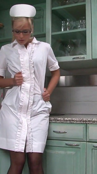 Hot Stocking Nurse Marry Queen Strips to Black Panties, Stockings & Garter Belt