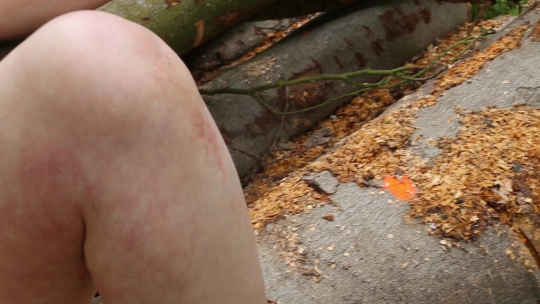 Bouncy Tits Action: Cumming and Whipping Naked in the Woods
