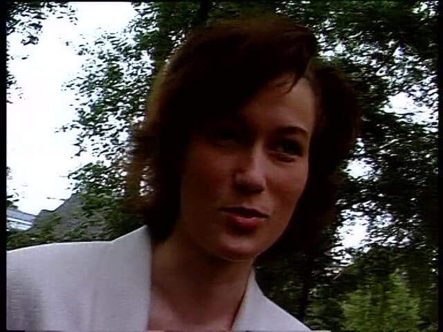 Lucky Cooch: Beautiful brunette chick at the outdoors interview