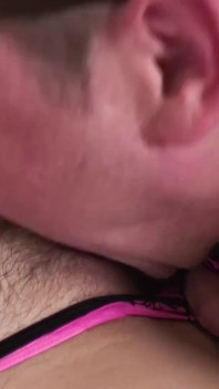 Brunette teen wearing fishnets gets her trimmed pussy slammed
