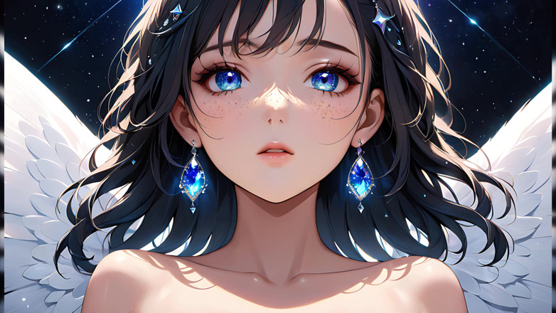 LustRender: Voidgazer: krásná mladá žena s třpytícími se kosmickými pihami