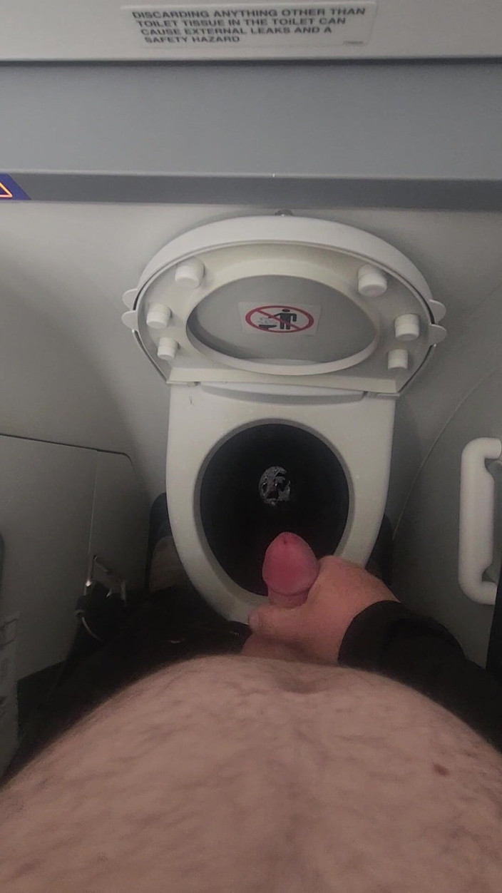 Djk31314: Airplane Bathroom Jerk and Cum.