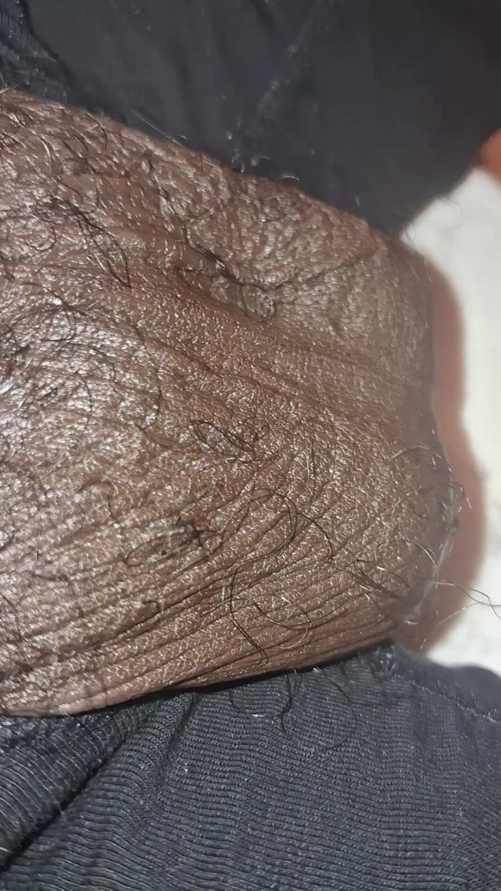 Chocolate Meat Stick: Stroking Big Black Uncut Dick Through Underwear