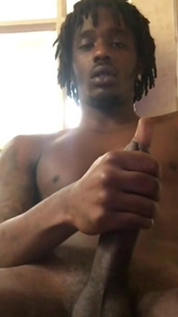 Sitting on a Chair Stroking My Big Black Cock Massive Cumshot
