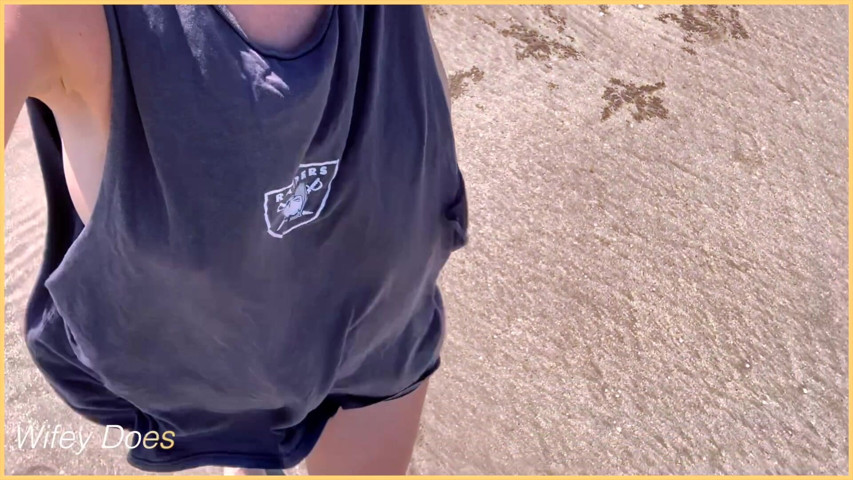 Wifey Dared Walking Around Side Boob on Beach (Wifey Does)