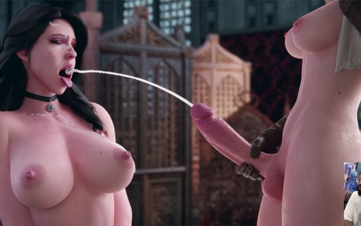 L6RD7BLU3 FUTA: Peito grande Yennefer é pulverizado tudo com porra futa