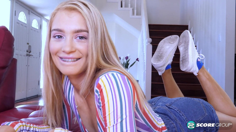 18eighteen: Brace-face Teen Anastasia Knight Handles a Massive Cock