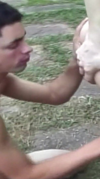 Sexy Shemale Fucks Skinny Boy Outdoors in Hairy Asshole
