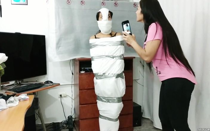 Selfgags Latina Bondage: Cabeza de bragas momificada preparada para el viaje de esclavitud