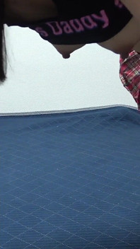 Girls Only Apartment in Japan, a Room Where a Girl Is Cleaning in a Too-short T-shirt, Miniskirt and Thong Panties