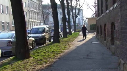 Femdom Austria: Blonde bitch pissing on the city street