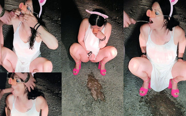 Thumbnail of Best Hot MILF Humiliated Outdoor with Piss and Cum Pig Play