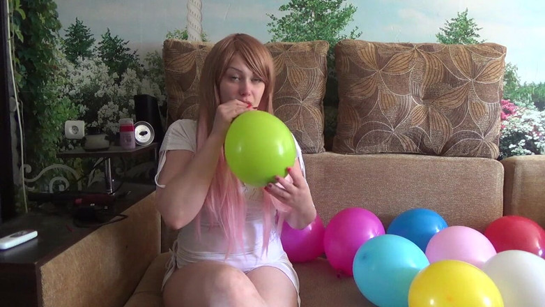 Goddess Misha Goldy: I Am Blowing 10 Different Color Balloons!