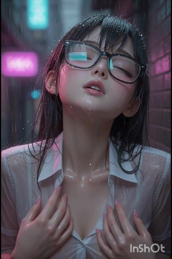 Wertstofsamler: Süßes asiatisches 3d Anime Mädchen winkt dich im Regen zu ihr...