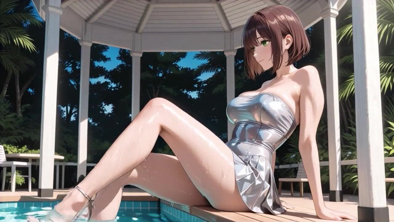 Tay Swift X: Gros seins bruns, bikini argenté, gazebo, creampie, surcharge d’Ahegao, yeux...