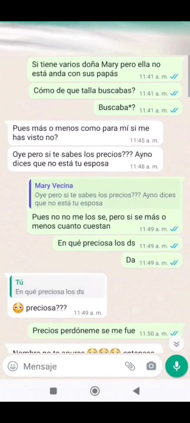 Mexicasero: 太太玛丽又给我发了一条信息，我在她的裙底下拍摄，我取乐她