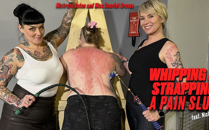 MistressBaton: Nichole ile ağrılı bir sürtüğü kırbaçlıyor ve takma yarakla sikiyor