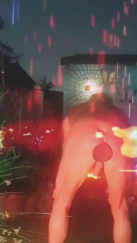!!flash Warning!! Buttplug in Garden at Night