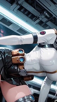 Private Moments Inside the Futuristic Spaceship Where Her White Uniform Is Stretched to Perfection