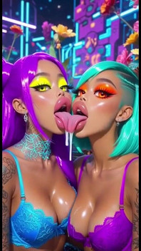 Legrační lesbičky jazyk a líbání fetiš, ai animace