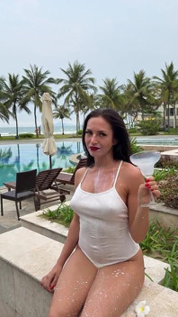 Milking & Getting Messy in See-through Bodysuit Outdoor