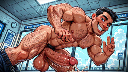 Erotic Man: 警察展示勃起的鸡巴