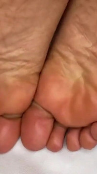 Ebony Girl Shows off Her French Pedicure in Her Black Nylons & Does Removal to Show Her Feet