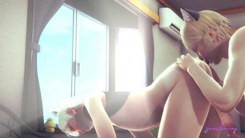 Yaoitube: やおいフェムボーイ - アラン・ザ・キャットボーイが尻に快感を感じる