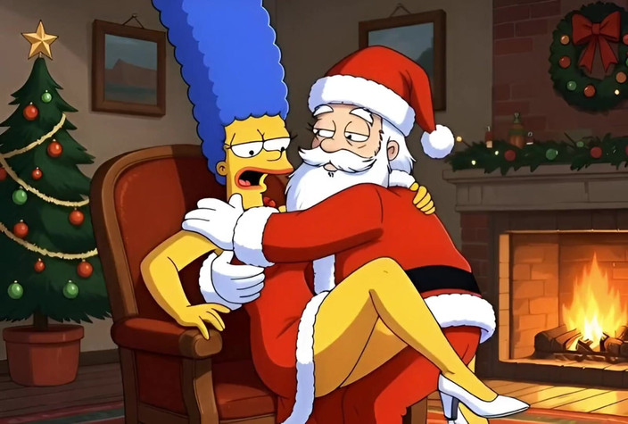 Octopussy Lovers Club: Jultomten knullar gift hemmafru Marge Simpson på juldagen