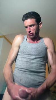 Sweaty Jerk off See Stain on My Chest with Big Bust at End