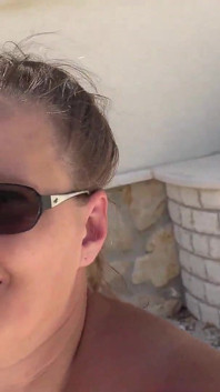 Pregnant Brunette with Sunglasses Gets Pissed on Tits by Guy