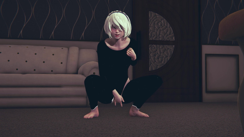 Waifu club 3D: 2B стонет и мастурбирует свою киску