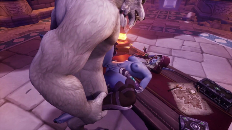 Wraith ward: Un loup-garou baise night elf sur une table