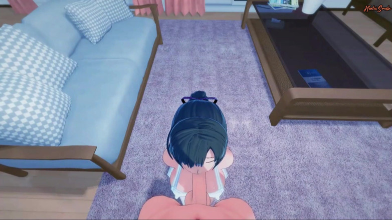Hentai Smash: MILF panas Mamako Oosuki dikongkek dari sudut pandangan pertama awak.