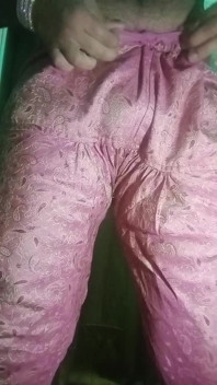 Indian Gay Crossdresser Wife Gaurisissy in Pink Salwar Kurta Pressing Her Big Boobs