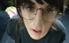 Tranny Get's Facial After Blowjob in Car! Public Presentation Proudly in the City!! POV thumbnail