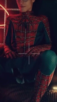 Fantasia Do Homem-aranha. O Garoto Posa Abaixo. Babaca