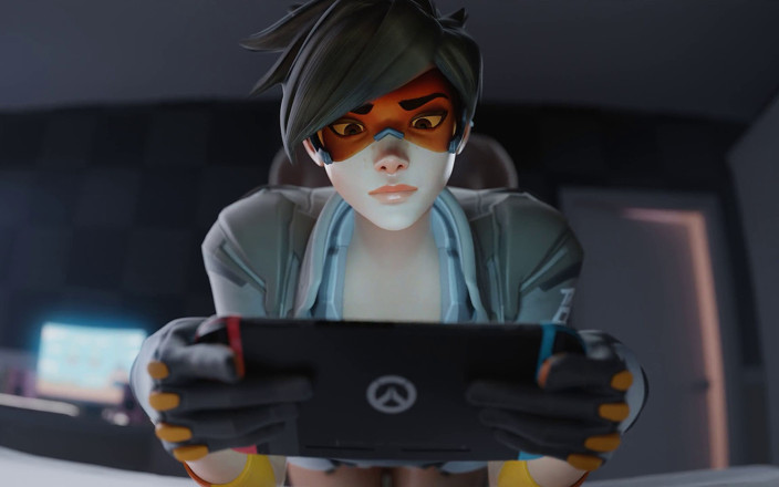 Orlikx: Tracer &amp; 3 Guys One by One - Blowjob, Anal &amp; Fuck While Playing...